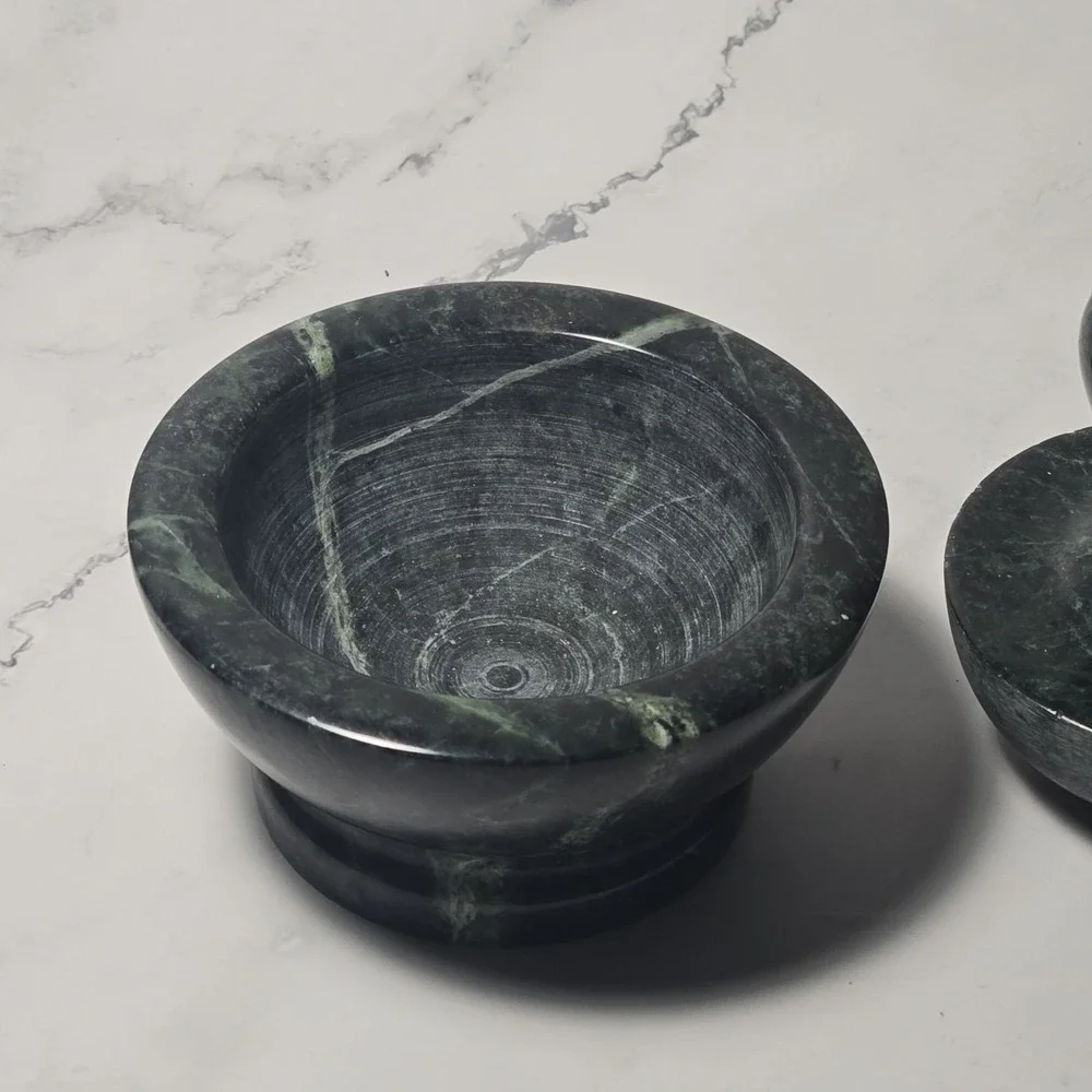 Mortar and Pestle Set Green‎ Marble - Picture 3 of 5